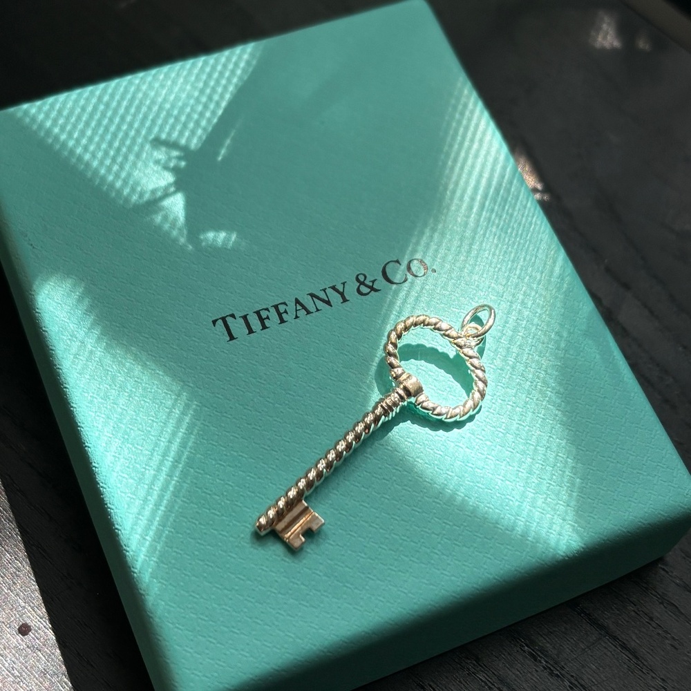 Tiffany & Co. Gold Key Pendant on Tiffany Blue Box